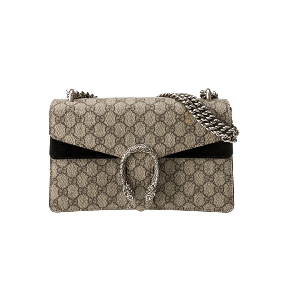 Gucci GG Supreme Dionysus Small: Beige and Black Crossbody Bag